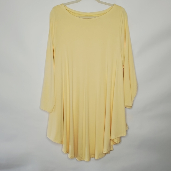 Roaman's Asymmetric Hem Tunic Size 18/20 Butter Yellow A-line Lightweight Top - Picture 9 of 10